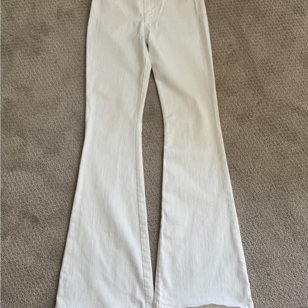 Hudson - White High Rise Flare Jeans